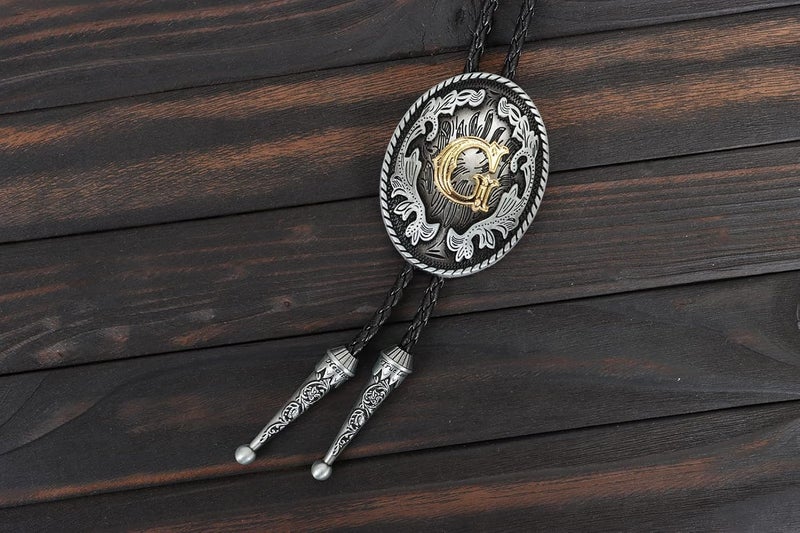 Wentur Bolo Tie for Men - Western Bolo Ties Alphabet Initial Letter ABCDJMR to Z - Western Cowboy Bolo Tie for Women Cowgirl - Image 2